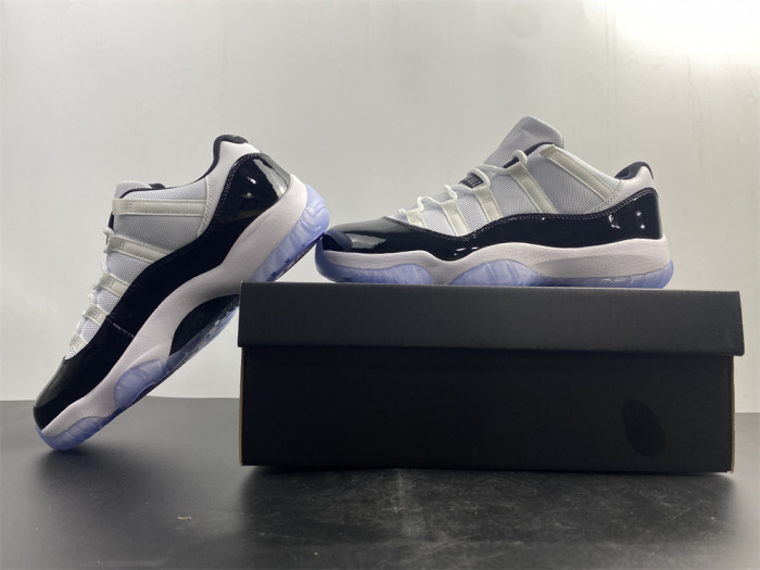 air jordan 11 retro low "concord" black/ white mens 528895-153