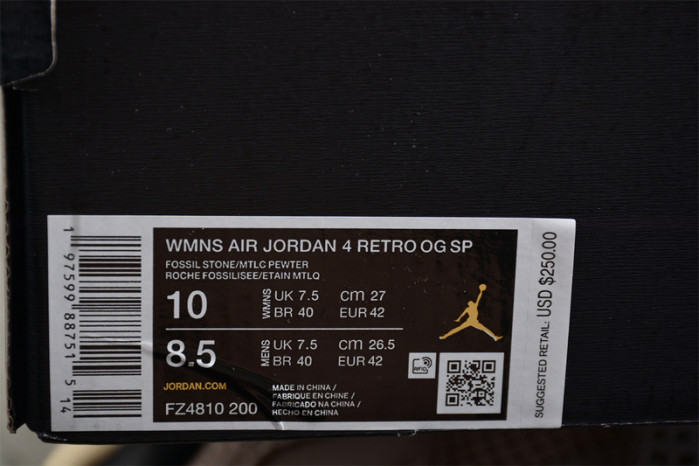 a ma maniére air jordan 4 fossil stone fz4810-200