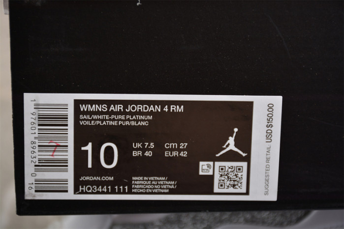 air jordan 4 rm wmns white metallic silver hq3441-111