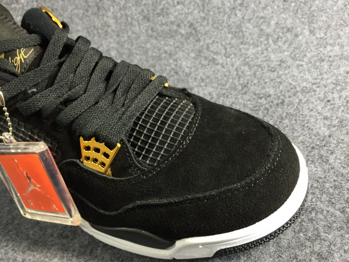 air jordan 4 “royalty” black/metallic gold-white mens 308497-032