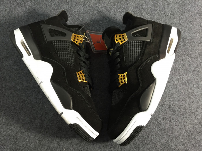 air jordan 4 “royalty” black/metallic gold-white mens 308497-032