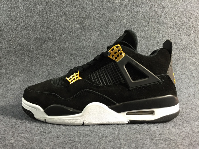 air jordan 4 “royalty” black/metallic gold-white mens 308497-032