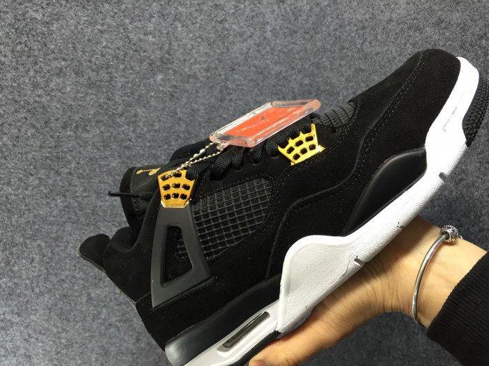 air jordan 4 “royalty” black/metallic gold-white mens 308497-032
